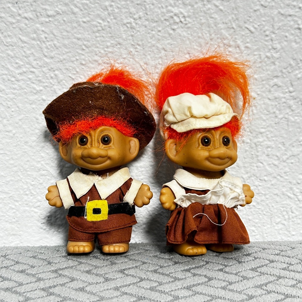 Russ Berrie & Co. pilgrim troll dolls
